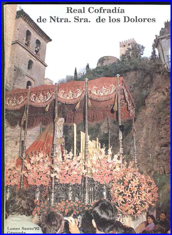 Cartel de la Cofradía de Nuestra Señora de los Dolores de Grana, para el Lunes Santo de la Semana Santa de Granada del año 1992