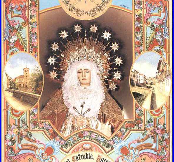 Cartel de la Cofradía de Nuestra Señora de los Dolores de Grana, para el Lunes Santo de la Semana Santa de Granada del año 1996