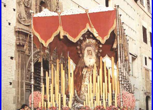 Cartel de la Cofradía de Nuestra Señora de los Dolores de Grana, para el Lunes Santo de la Semana Santa de Granada del año 1999